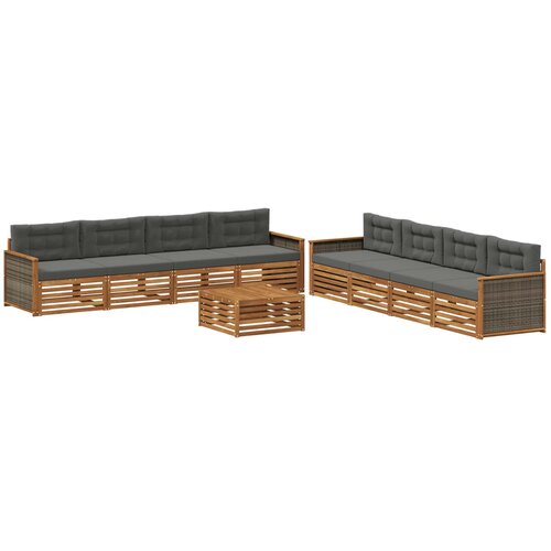 vidaXL Zunanja garnitura za sedenje 9 pcs Naravna in antracitna, (5000280007) Cene