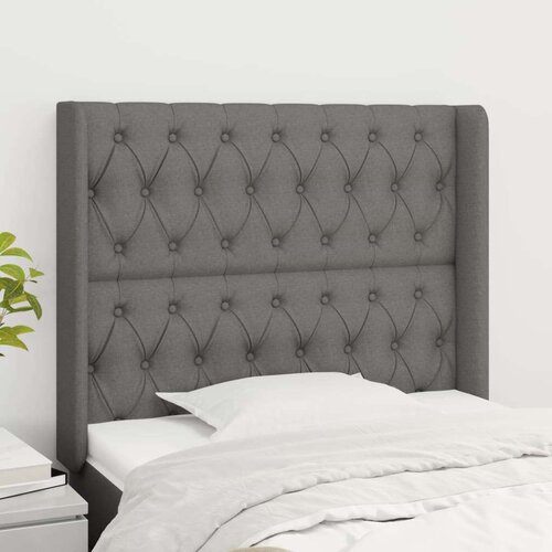  Vzglavje z u&amp;scaron;esi temno sivo 93x16x118/128 cm blago, (20792648) Slike
