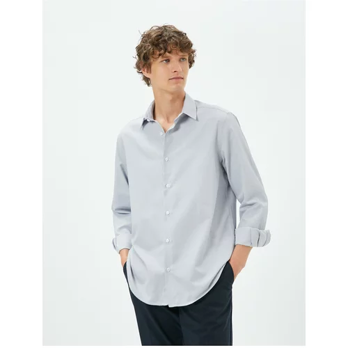Koton Basic Shirt Classic Collar Minimal Patterned Buttoned Non Iron