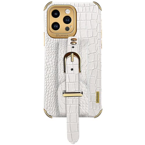 INORCO Za iPhone 13 Pro 6,1-palčni trak s krokodiljo teksturo in stojalo za telefon, galvansko usnjeno prevleko TPU, (22033440) Slike