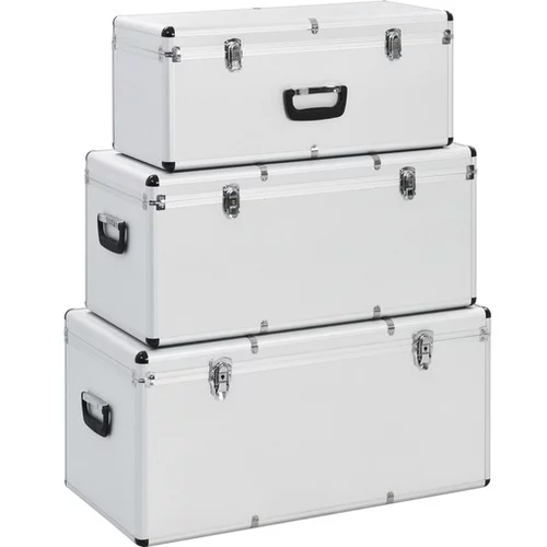 Kovčki za shranjevanje 3 kosi srebrn aluminij