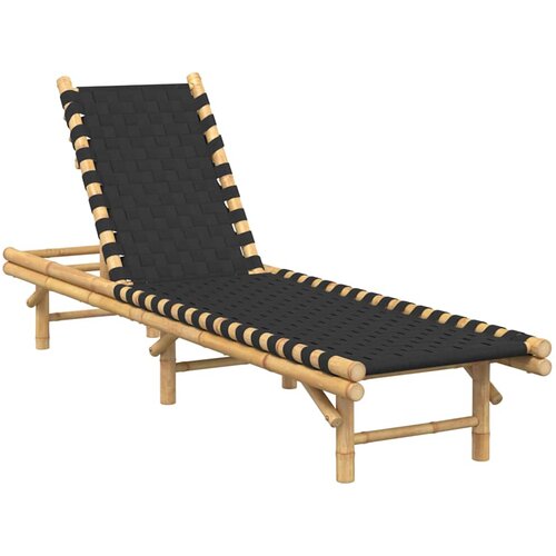 vidaXL Ležaljka za sunčanje s crnim tkanim trakama 55x200x30 cm bambus Cijene