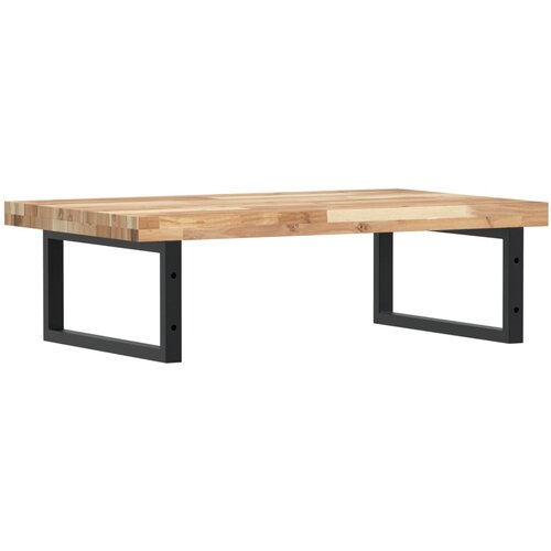  Zidna polica za umivaonik od čelika i masivnog bagremovog drva Smeđa 100 x 50 x 4 cm Slike