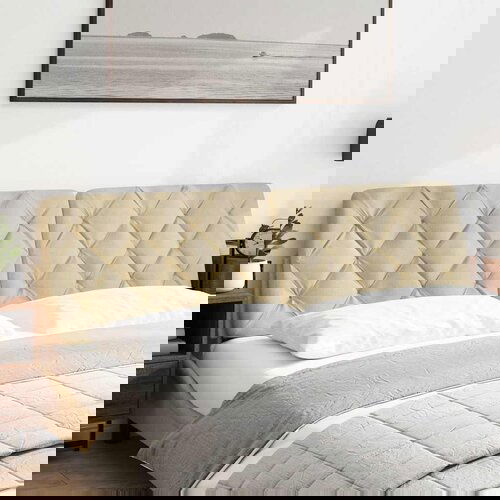 Maison Chic Posteljno vzglavje - Vzglavna omarica - Vzglavna stranica krem 180 cm blago, (21703899) Cene