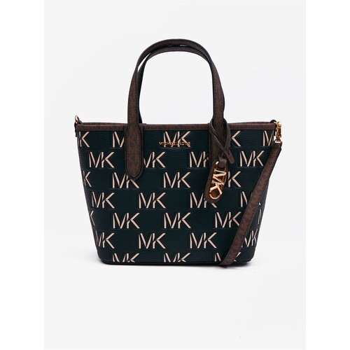Michael Kors Brown-Black Women's Patterned Leather Handbag 2in1 Open To - Women Cene