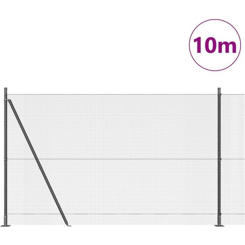 vidaXL zavarena ograda s 7 flanširanih stupova, siva, 1.5x10 m, čelik Cijene