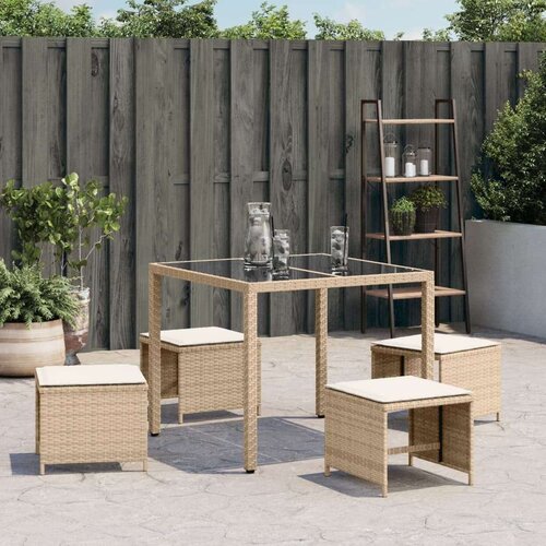  Vrtni stolci s jastucima 4 kom bež 40x40x35 cm od poliratana Slike