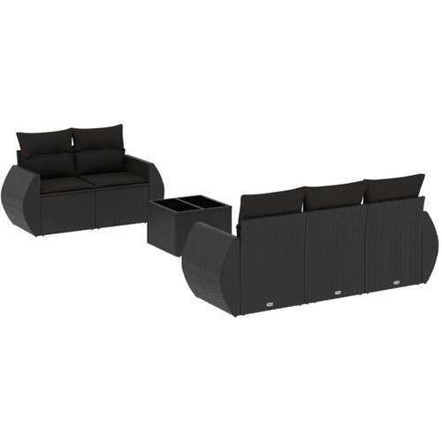 VidaXL 6-dijelni set vrtnih sofa s jastucima crni od poliratana Slike