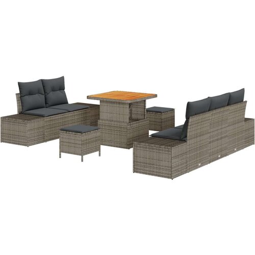  Vrtna sedežna garnitura z blazino 8 pcs Siva Poly ratan, (5000134728) Cene