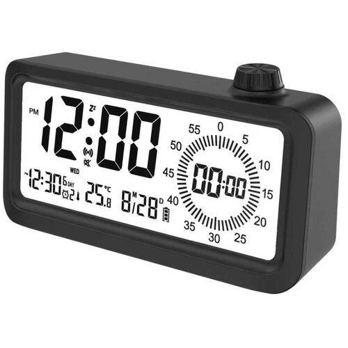 INF Polnilna pametna budilka z LCD, nočno lučjo in časovnikom Black, (5000290734) Slike