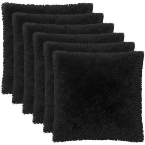  Presvlaka za jastuk 6 pcs HEERLEN Crna 80 x 80 cm PV flis Slike