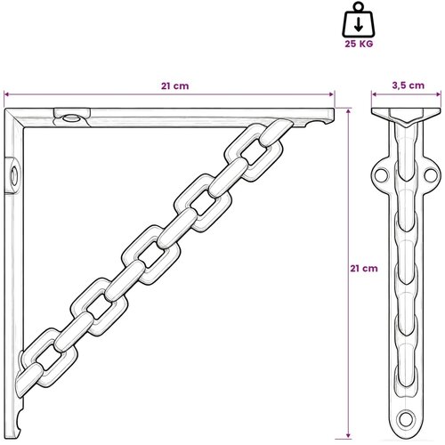  Nosači za zidne police 2 kom. Crna 21 x 21 x 3.5 cm Čelik - Crna 21 x 21 cm 2 Slike
