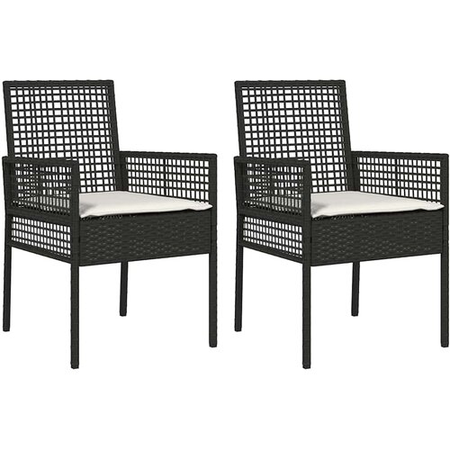  Vrtna stolica s jastukom 2 pcs Crna 55 x 53 x 85 cm poliratan Slike