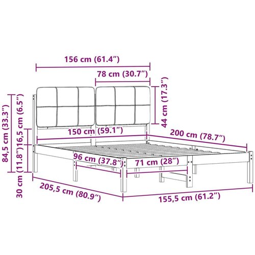  Krevetni okvir s tapiciranim uzglavljem Sivo-smeđa 150 x 200 cm Slike