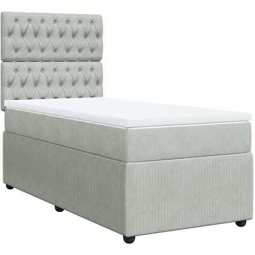 Maison Chic Box spring postelja - Vzmetna postelja z vzmetnico svetlo siva 90x200 cm žamet SL23258, (21891334) Cene