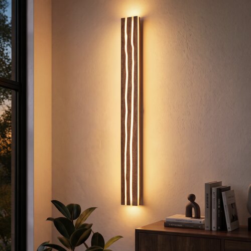 Nettlife sodobna lesena LED stenska svetilka 100 cm, 16 W, 3000 K, s senzorjem gibanja in indirektno svetlobo, energijski razred E, (5000491227) Slike