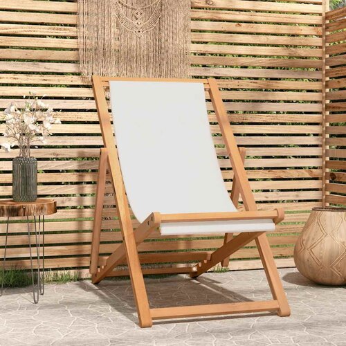  Ležaljka od tikovine 56 x 105 x 96 cm krem Slike