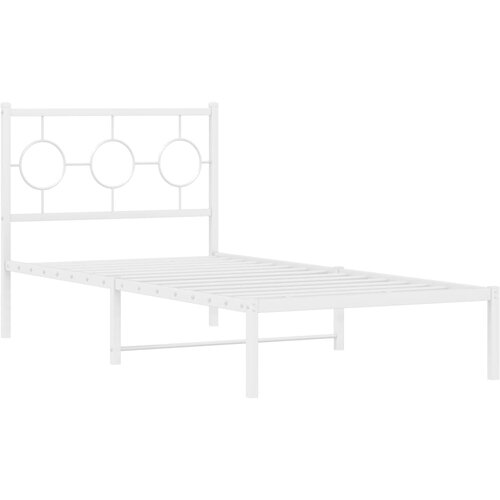  Metalni okvir za krevet s uzglavljem bijeli 90 x 190 cm Slike