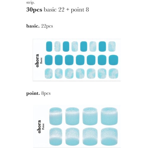 OHORA Semi Cured Gel Pedicure Strips P Ocean Gleam nalepke za nohte za noge odtenek PD-001 1 kos Slike