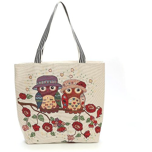 Venisymlis Ženska Torbica Canvas Owl Tote Bag Embroidered Students Book Bag, (22070066) Cene