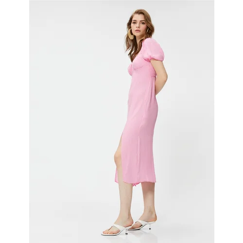 Koton Aslıhan Malbora X - Gipe Balloon Sleeve Slit Midi Dress