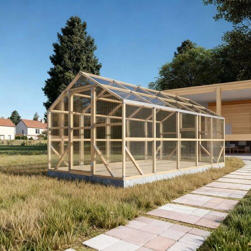  Drveni plastenik CASA XL 2.6m x 5m, polykarbonat 4mm Cijene