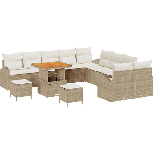  Set vrtnih sofa od 13 komada s jastučićima Bež Poli ratan Akacija  2-sjedna vrtna sofa s jastučićima Bež Poli ratan  set vrtnih Cijene