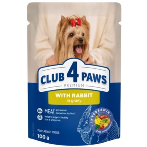 CLUB 4 PAWS Premium vlažna hrana za pse, Zečetina, 100 g Slike
