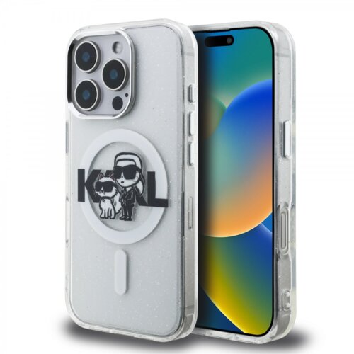 Karl Lagerfeld Originalen MagSafe ovitek iPhone 16 Pro Max - Karl and Choupette - prozoren z ble&scaron;čicami- KLHMP16XHGKCGKBT Cene
