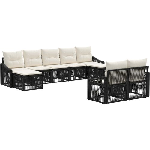 vidaXL Vrtna sedežna garnitura 9 pcs Črna poli ratan, (5000269830) Cene