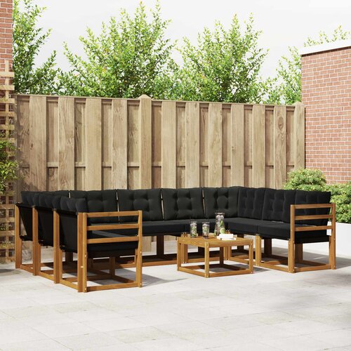  Set vanjskih sofa s jastukom 10 pcs Prirodna i crna Cene