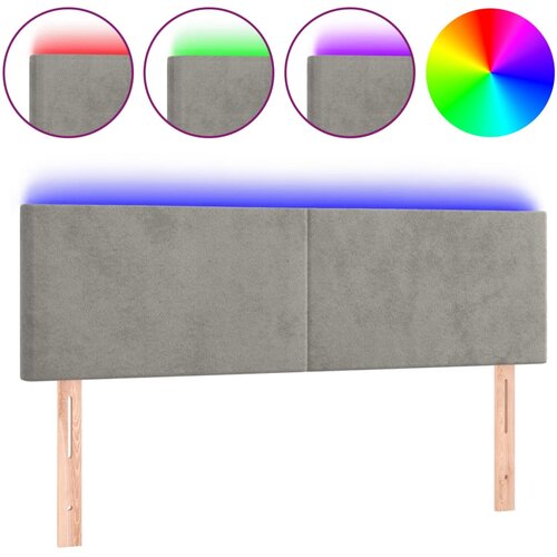 Maison Chic led posteljno vzglavje - vzglavna omarica - nočna omarica svetlo sivo 144x5x78/88 cm žamet, (21707764) Slike