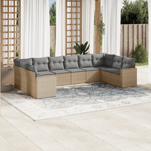 vidaXL 10-dijelni set vrtnih sofa s jastucima bež od poliratana Cijene