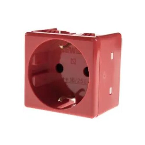 GEWISS GW20297 nemački standard utičnica 250V AC - za namenske linije - 2P + E 16A - 2 Modula - crvena - sistem Slike