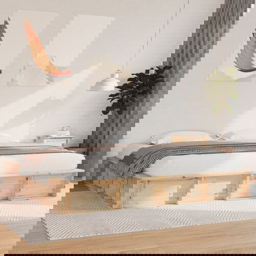 vidaXL Konstrukcija postelje Rjava 200 x 200 cm Borovo les Cene