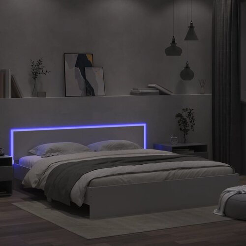 vidaXL Okvir za krevet s uzglavljem i LED bijeli 180x200 cm Cene