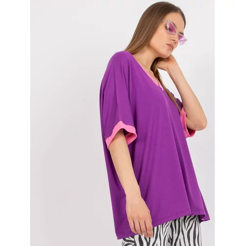 Fashion Hunters Purple and pink oversize blouse with a V-neck