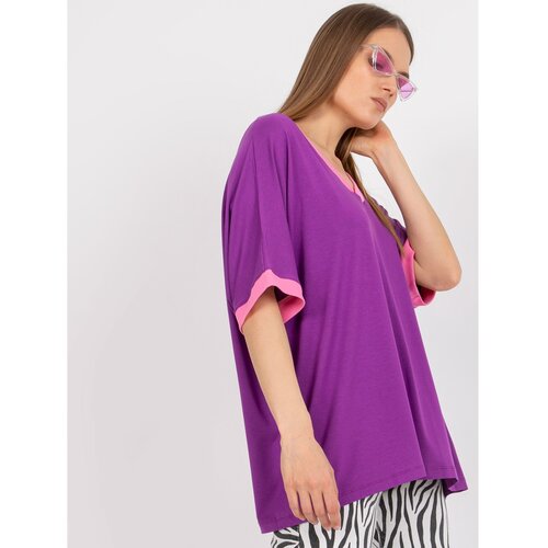 Fashion Hunters Violet and pink viscose casual blouse Slike