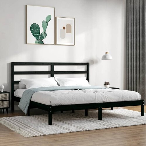  Okvir za krevet od masivne borovine crni 200 x 200 cm Cene