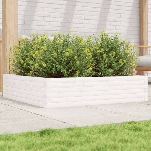  Vrtna sadilica bijela 100x100x23 cm od masivne borovine Slike