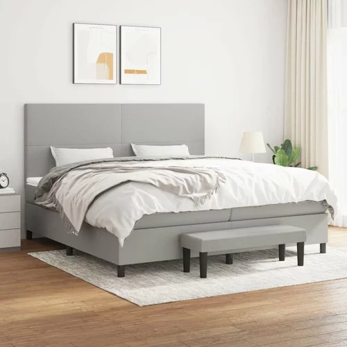  Box spring postelja z vzmetnico svetlo siva 200x200 cm blago, (20761057)