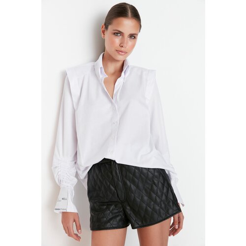 Trendyol X Sagaza Studio White Drawstring Shirt Slike