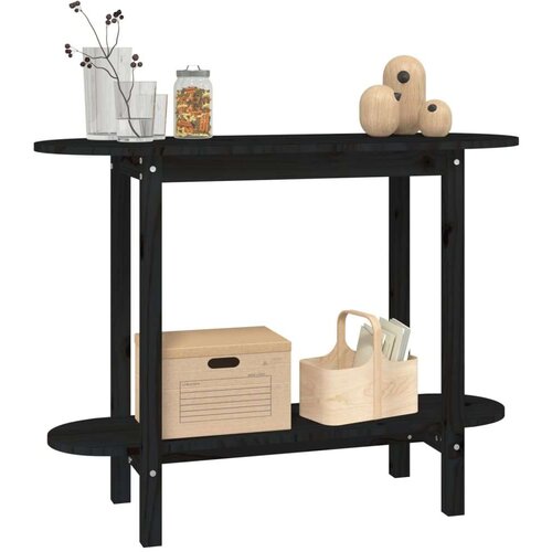  Konzolni stol crni 110 x 40 x 80cm od masivne borovine Slike