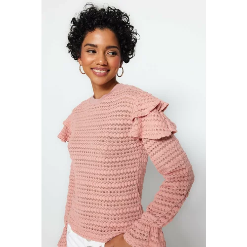 Trendyol Dried Rose Textured Knitwear Sweater
