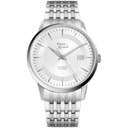 Pierre Ricaud muški automatic index beli srebrni elegantni ručni sat sa metalnim kaišem Slike