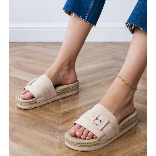 D/CEO Beige platform sandals with decorative buckle Lunda Cene