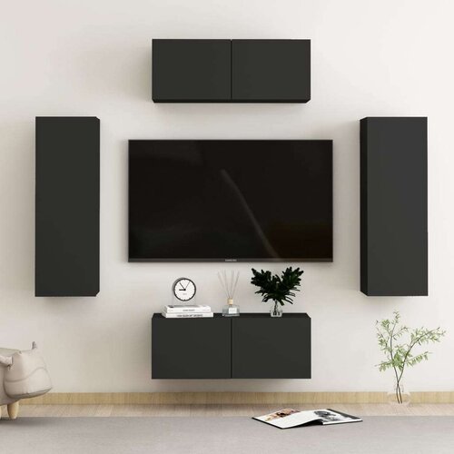  4-dijelni set TV ormarića od iverice crni Cijene