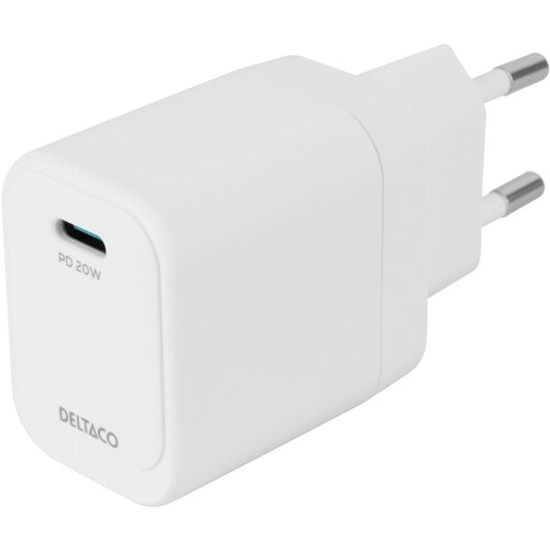 Deltaco Domači polnilec USB-C, 1x USB-C PD, 20 W, BELO Cene