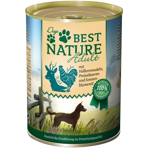 Best Nature Varčno pakiranje Dog Adult 12 x 400 g - Divjačina, piščanec in testenine