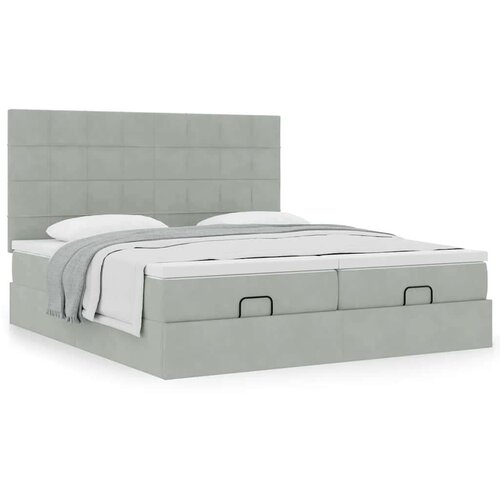 vidaXL Okvir kreveta s madracima svijetlosivi 180x200cm bar&scaron;unasti Cijene